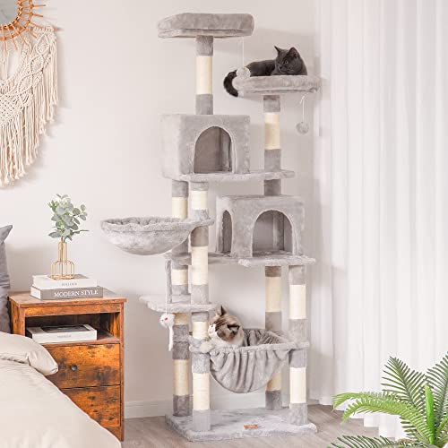 Light Gray Cat Tree with Sisal Scratching Posts Q926