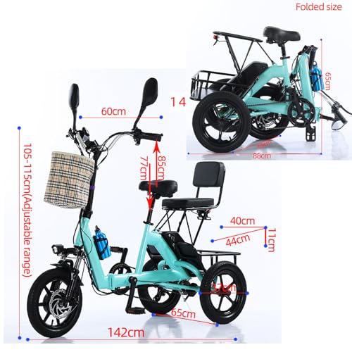 14 Inch Folding Adult Electric Tricycle with Detachable Battery J718