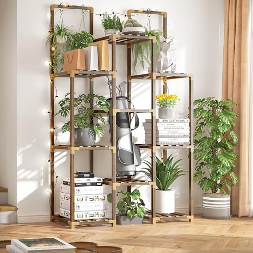 13 Potted Double Rod Wood Plant Stand 56''W*11.6''D*47''H W889584