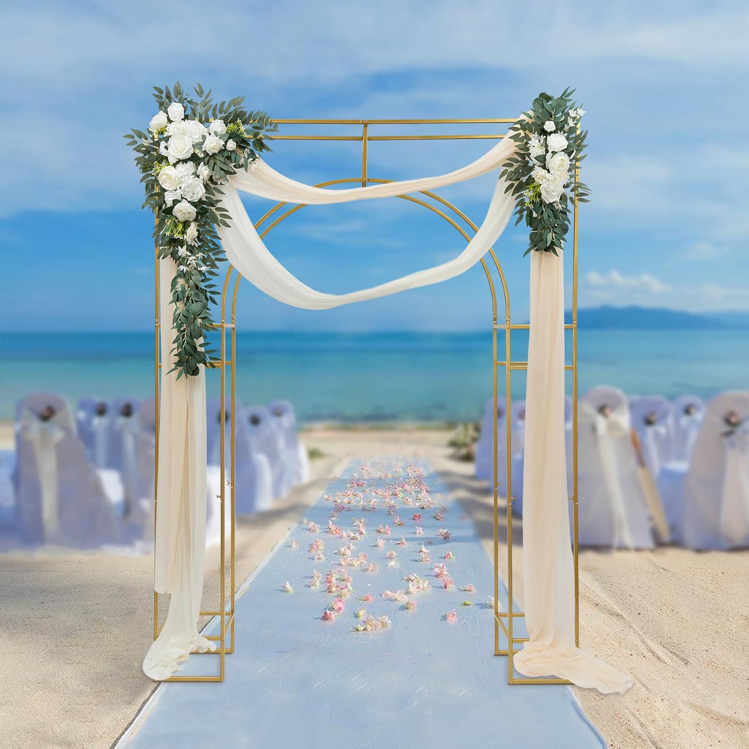 Gold Metal Arch Backdrop Stand, 7.87x5.91 FT F415