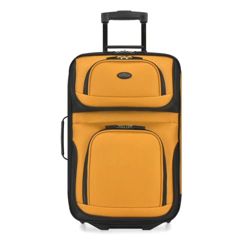 Orange Fabric Expandable Carry-on Luggage, Rolling Suitcase, 2 Wheel Set J520