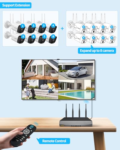 Outdoor Wireless Security Camera System 5.5MP Wi-Fi Video Surveillance DVR System P628129