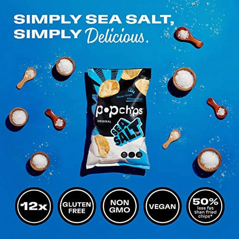 Sea Salt Potato Chips, 0.8 oz Bags (Pack of 12) E381435
