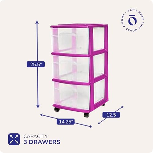 3-Tier Clear Plastic Storage Organizer Cart with Wheels F109558