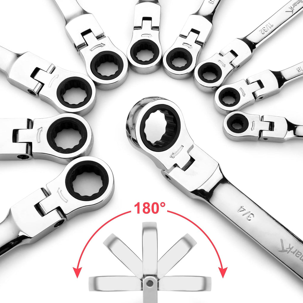 14-Piece Ratcheting Combination Wrench Set, SAE & Metric, Cr-V Steel with Storage Bag S76611