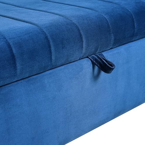 Gray Velvet Upholstered Storage Ottoman Bench C69706