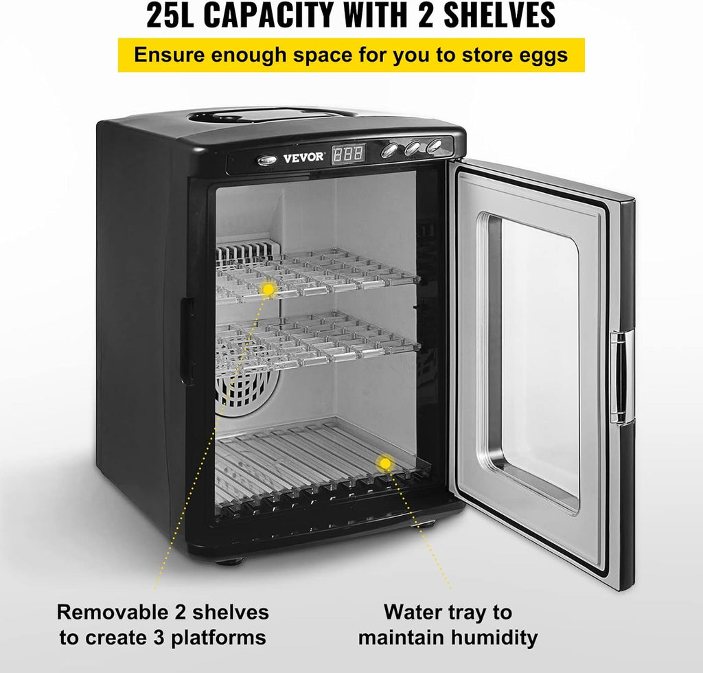 25L Black Reptile Egg Incubator 5-60°C Digital Display D49286