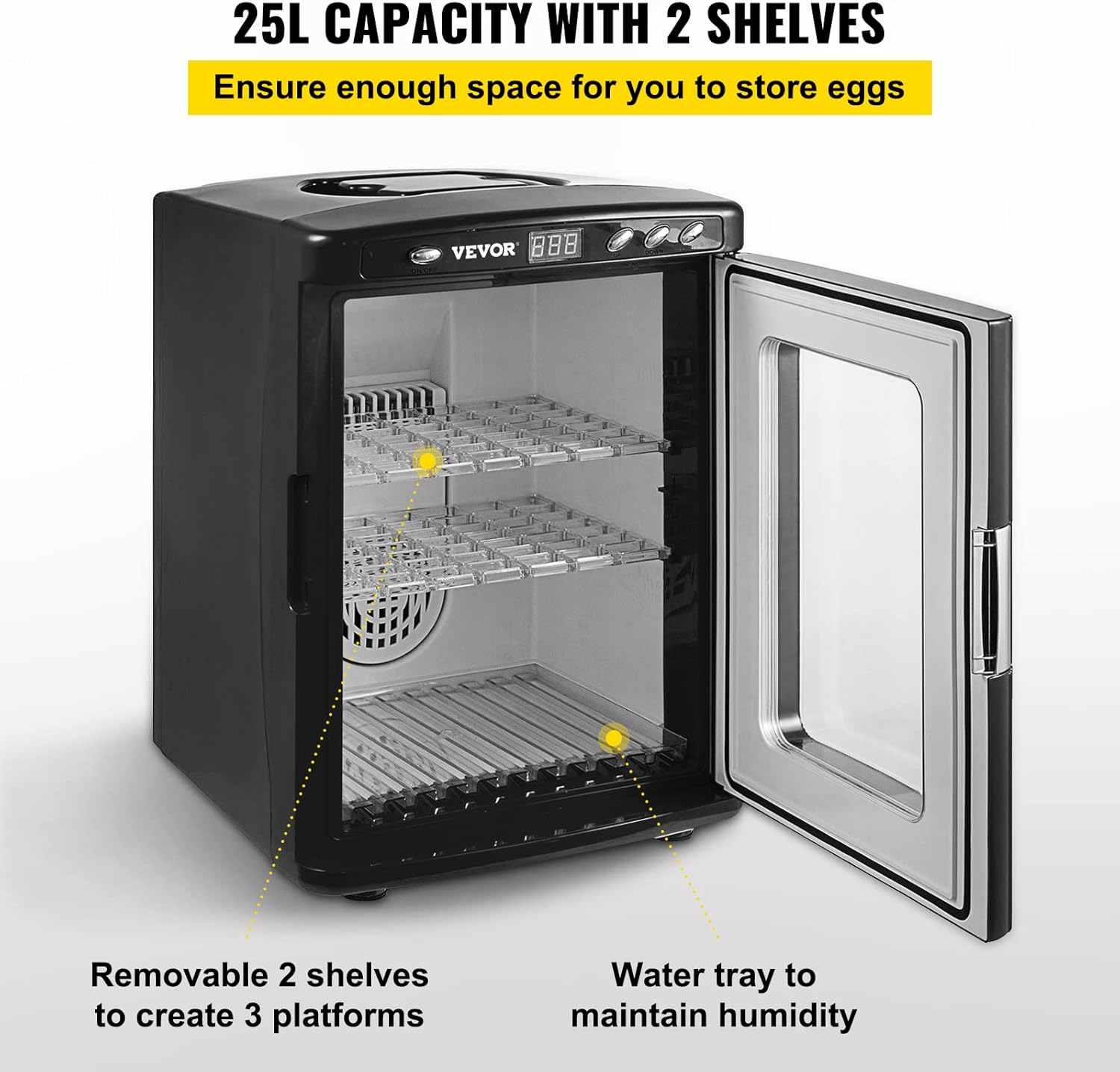 25L Black Reptile Egg Incubator 5-60°C Digital Display D49286