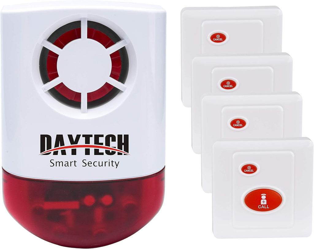 Remote Emergency Strobe Siren Alarm Kit Waterproof Outdoor Loud Panic Sos Warning System 800ft 1 Red Flashing Siren + 4 Call Buttons P866866