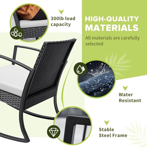 Black 3 Piece Resin Outdoor Bistro Set with Cushions and Table I727