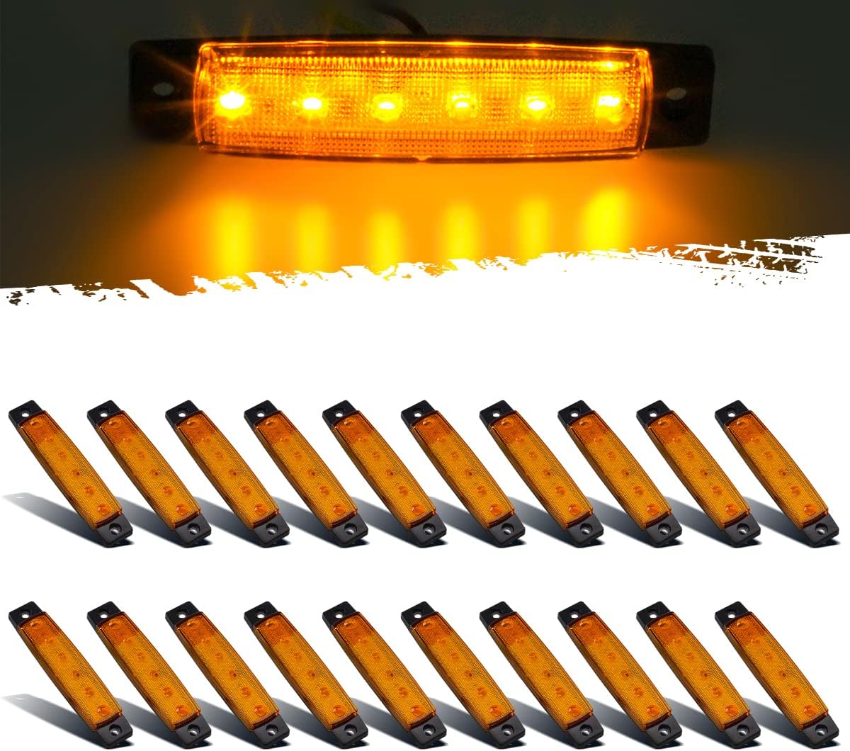 20Pcs 3.8" 6 LED Amber Clearance Lights L365