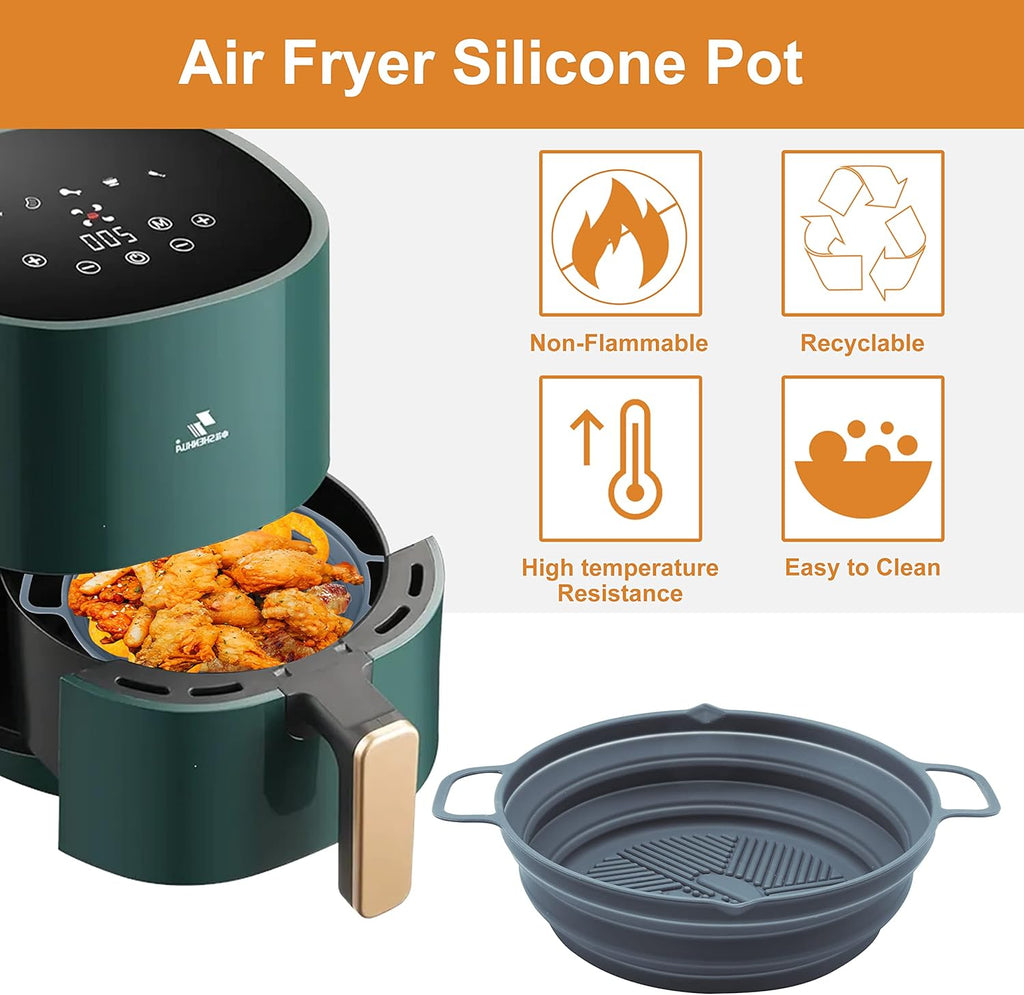 2 Pack 7.5inch Reusable Non Stick Silicone Air Fryer Liner K256205