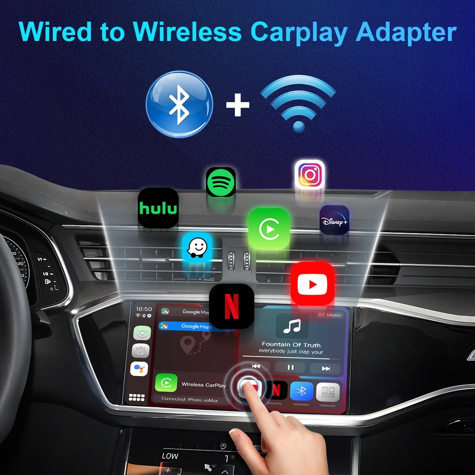 2 in 1 Wireless CarPlay & Android Auto Car Adapter, Grey K54224