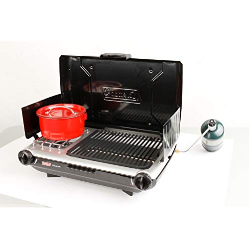 Coleman Tabletop 2-in-1 Camping Grill/Stove, 2-Burner Propane Grill & Stove with Adjustable Burners F83327