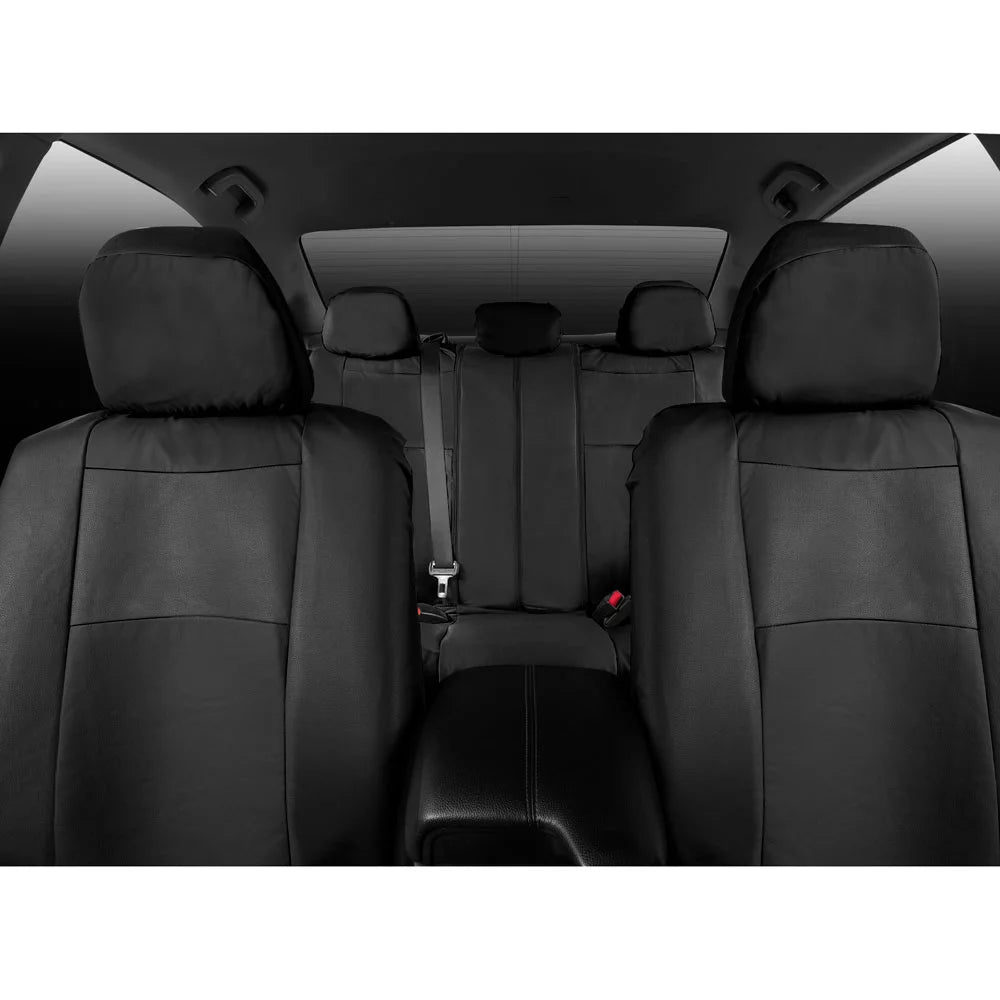 Classic Black Faux Leather Car Seat Covers Full Set V8912