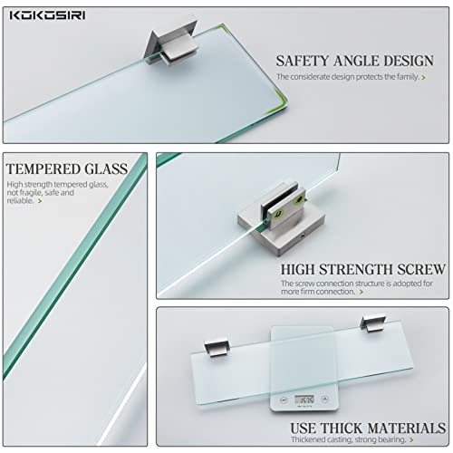 16'' x 5.6'' Tempered Glass Wall Mounted Shelf I48606