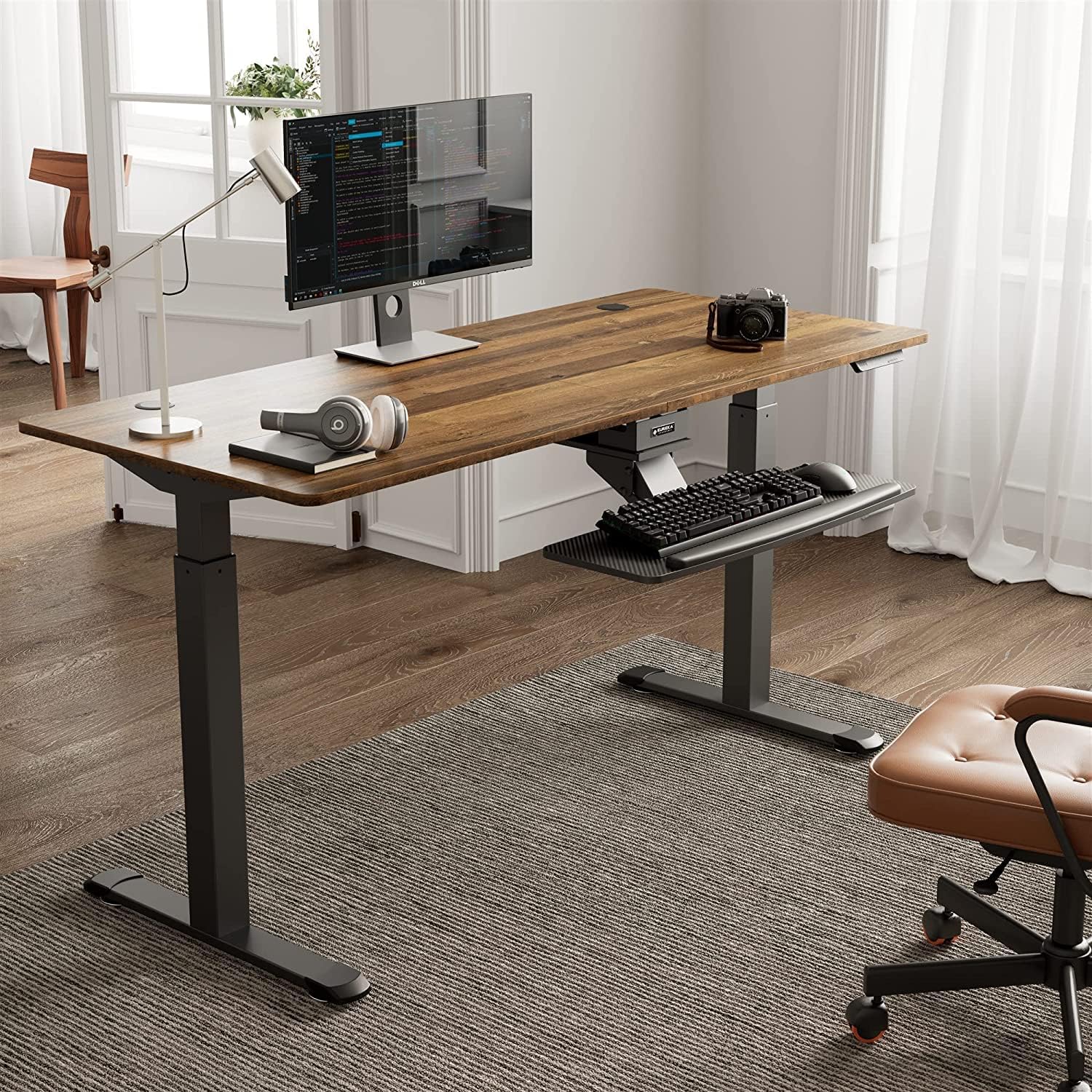 63" Electric Standing Desk with Height Adjustable Keyboard Drawer L6517