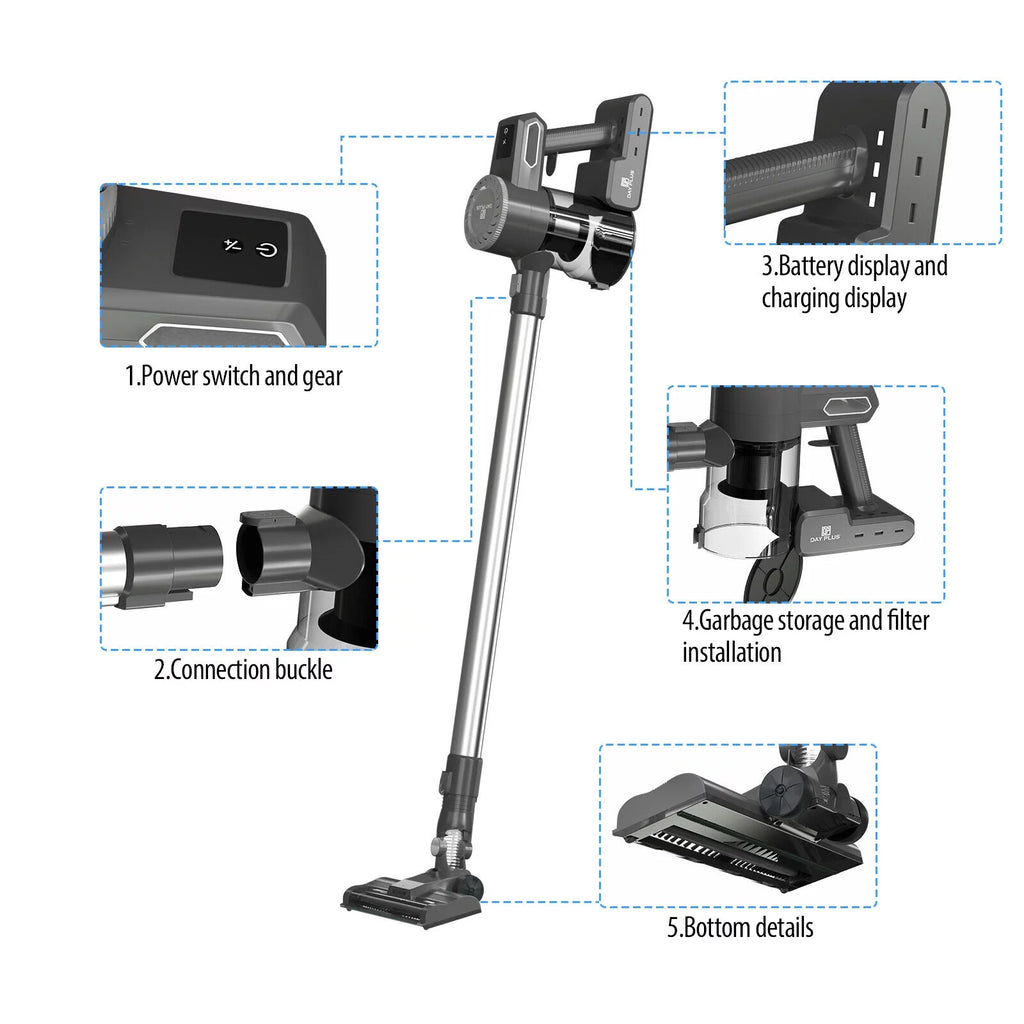 Cordless Stick Vacuum Cleaner with LED Light and 2000mAh Rechargeable Battery G731863