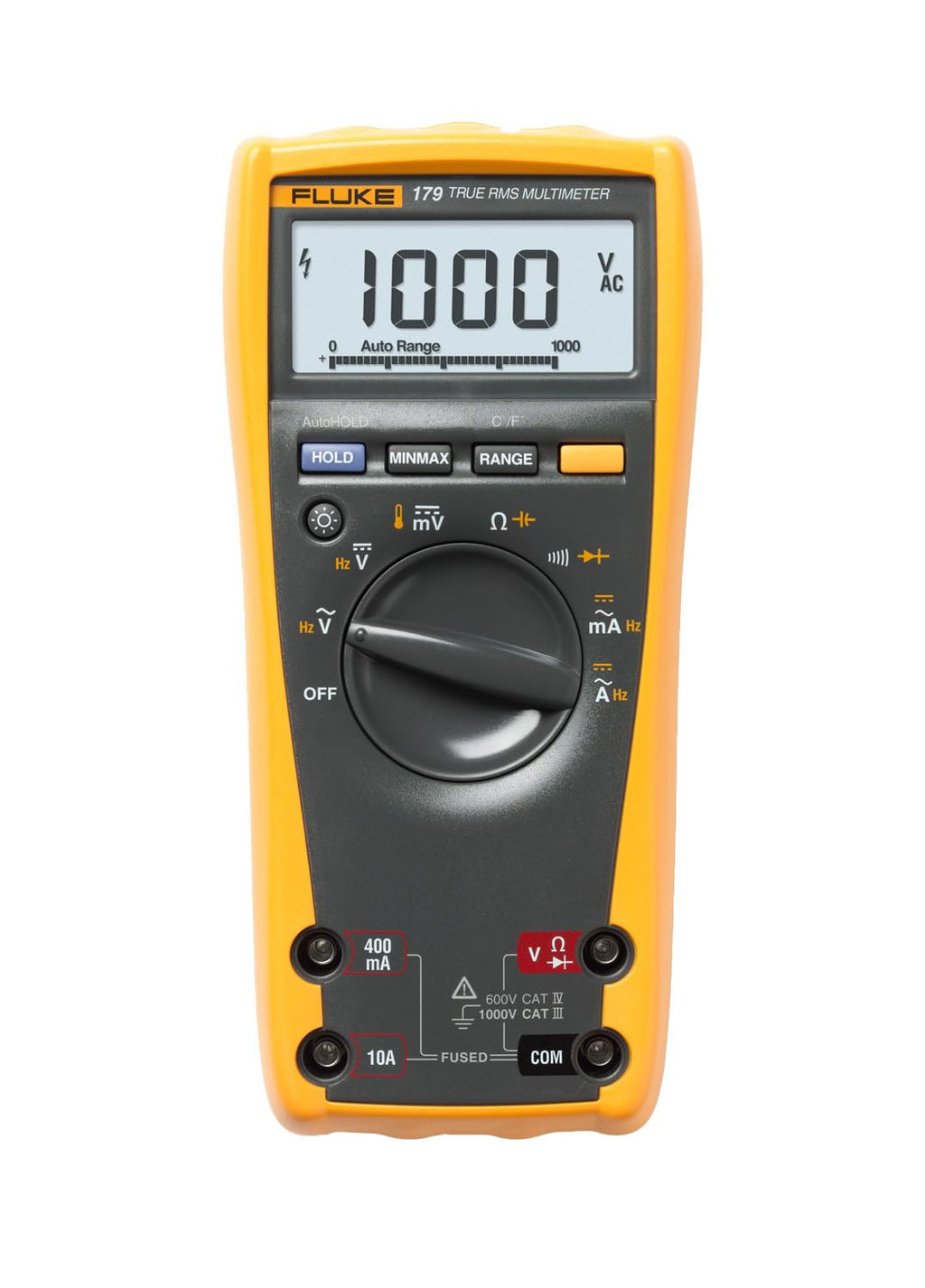 179 Multimeter with Backlight, Built-In Thermometer, True-RMS AC Current and Voltage R91308