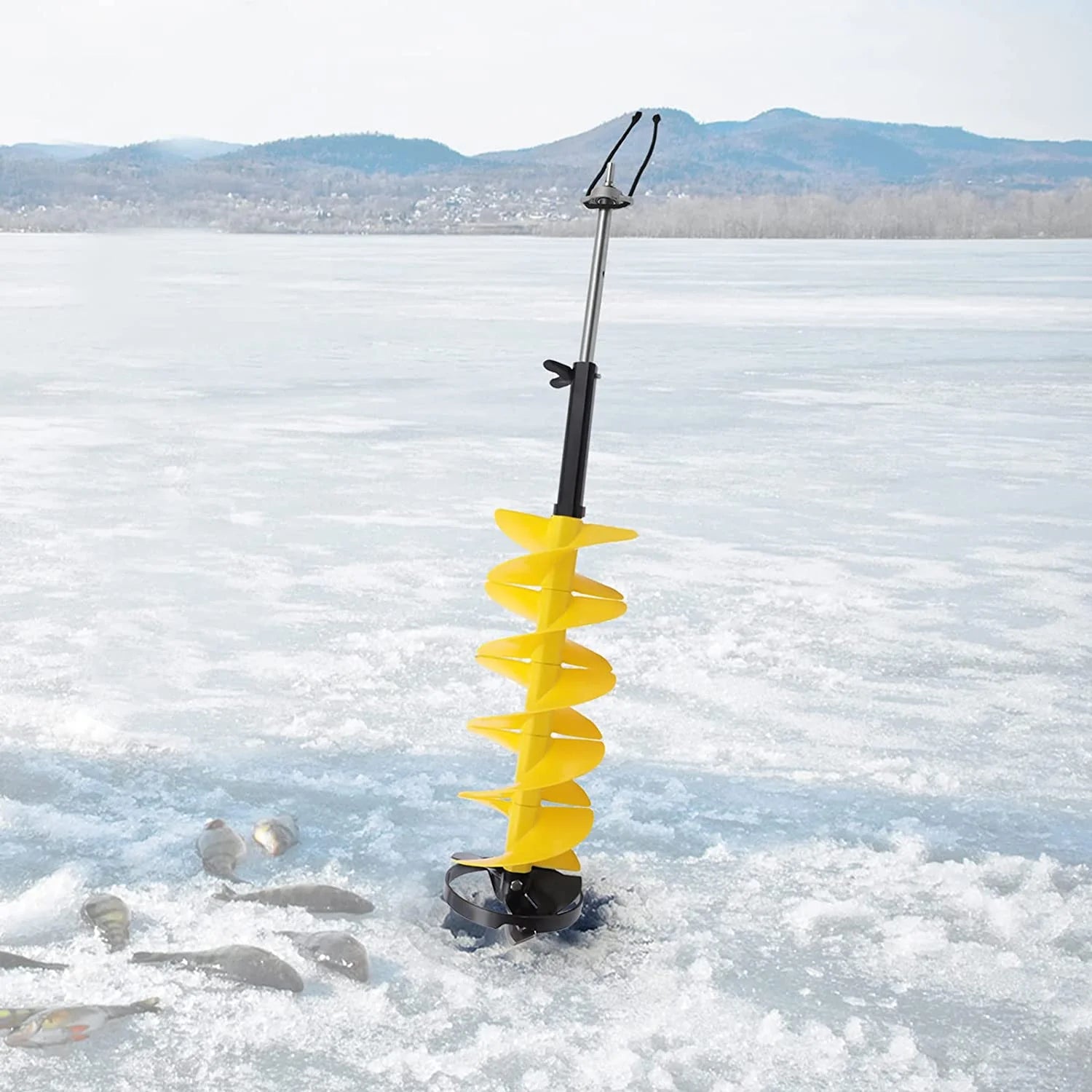 Ice Drill Auger, Cordless Nylon Ice Drill Bit with Centering Blade, 8" Ice Drill Bit with Bit Adapter and Top Plate T134