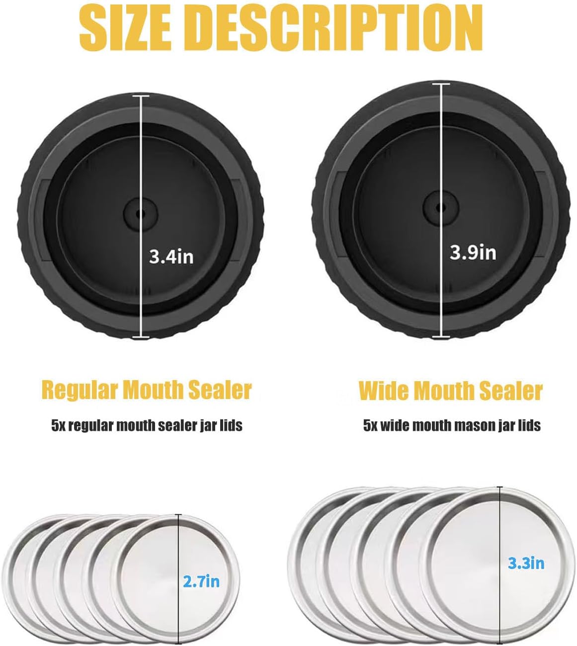 Black Cordless Handheld Mason Jar Vacuum Sealer Kit with Wide & Regular Mouth Lids E168