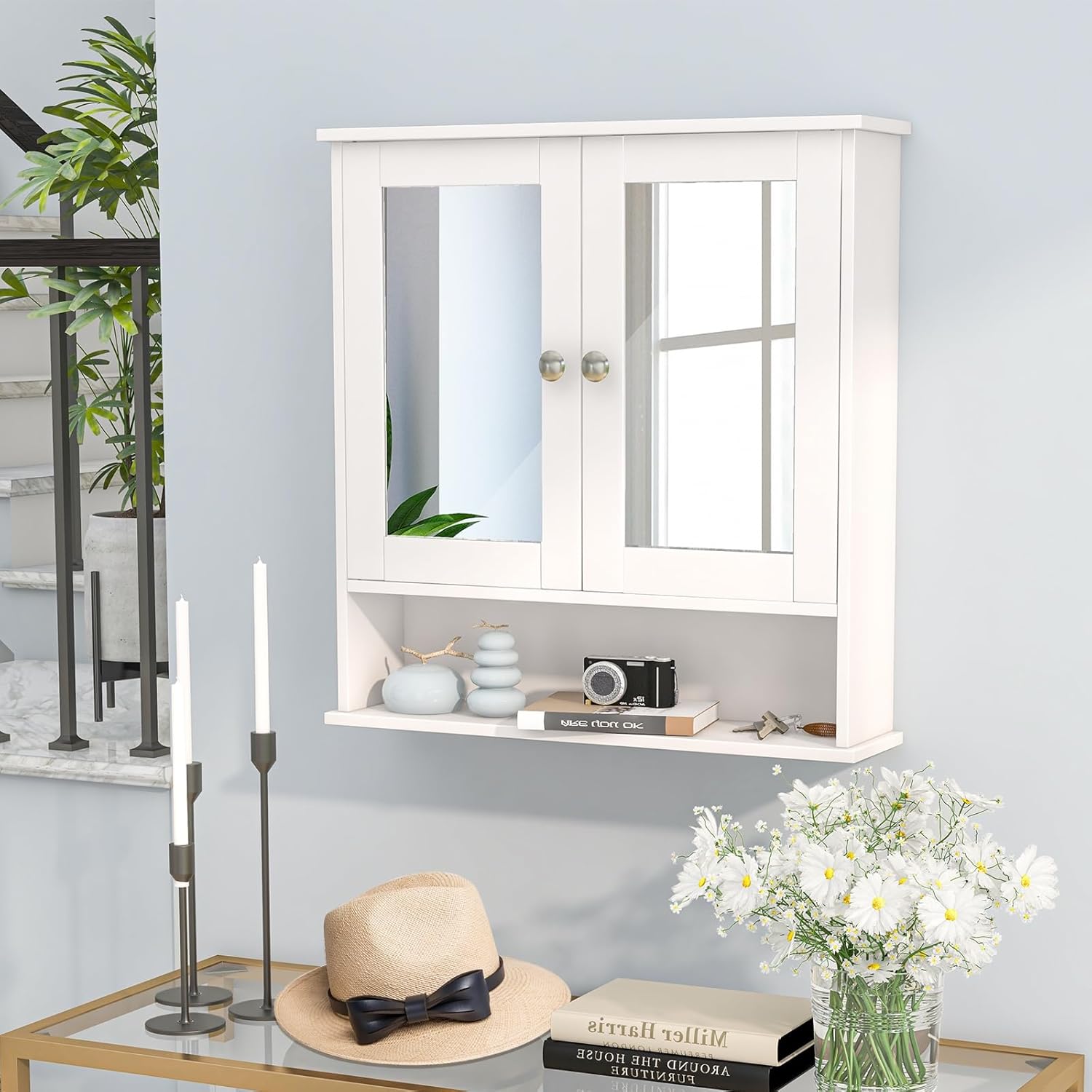 White Wall Bathroom Storage Cabinet H447794