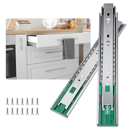 Soft Close Drawer Slides 22 inch Full Extension Ball Bearing Side Mount 100lb Load Capacity U2002