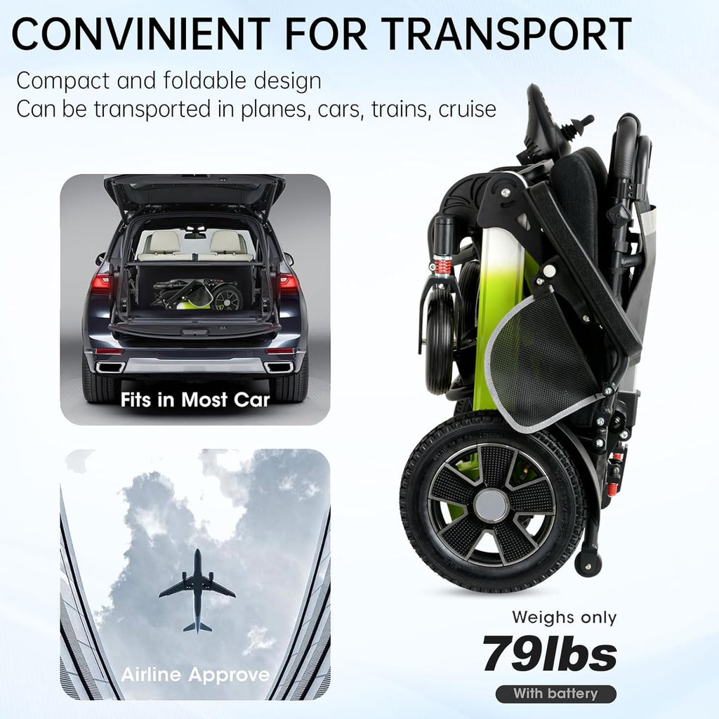 500W Reclining Electric Wheelchair, 21 Miles Travel Range, Foldable All Terrain Motorized Wheelchair F233