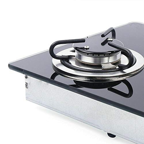 2 Burner Built-In RV Cooktop Stove with Tempered Glass Stainless Steel A421