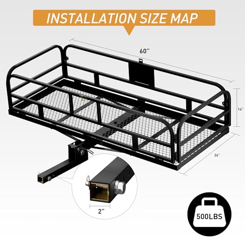 60" x 24" x 14" Hitch Cargo Carrier with Waterproof Cargo Bag S364