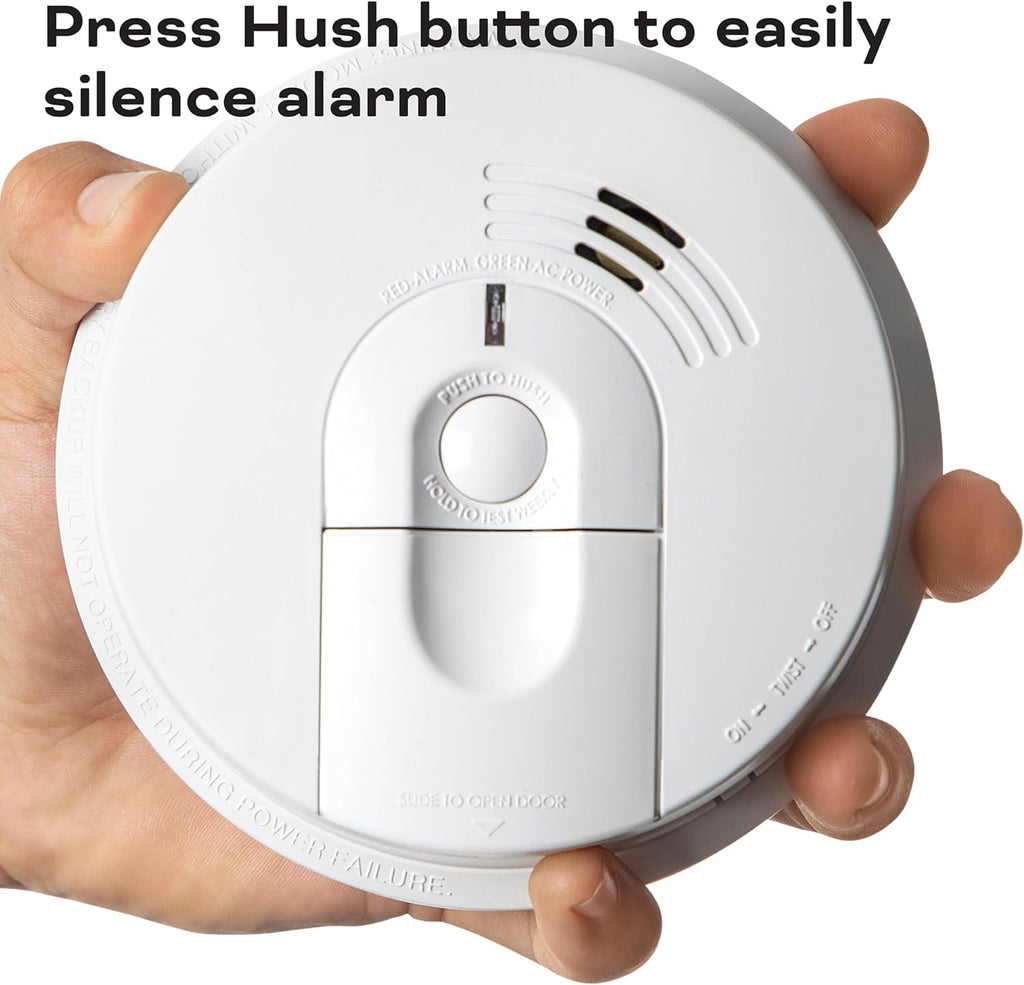 White AC Hardwired Smoke Detector Alarm with 9V Back up and Front Load Battery Door L5470