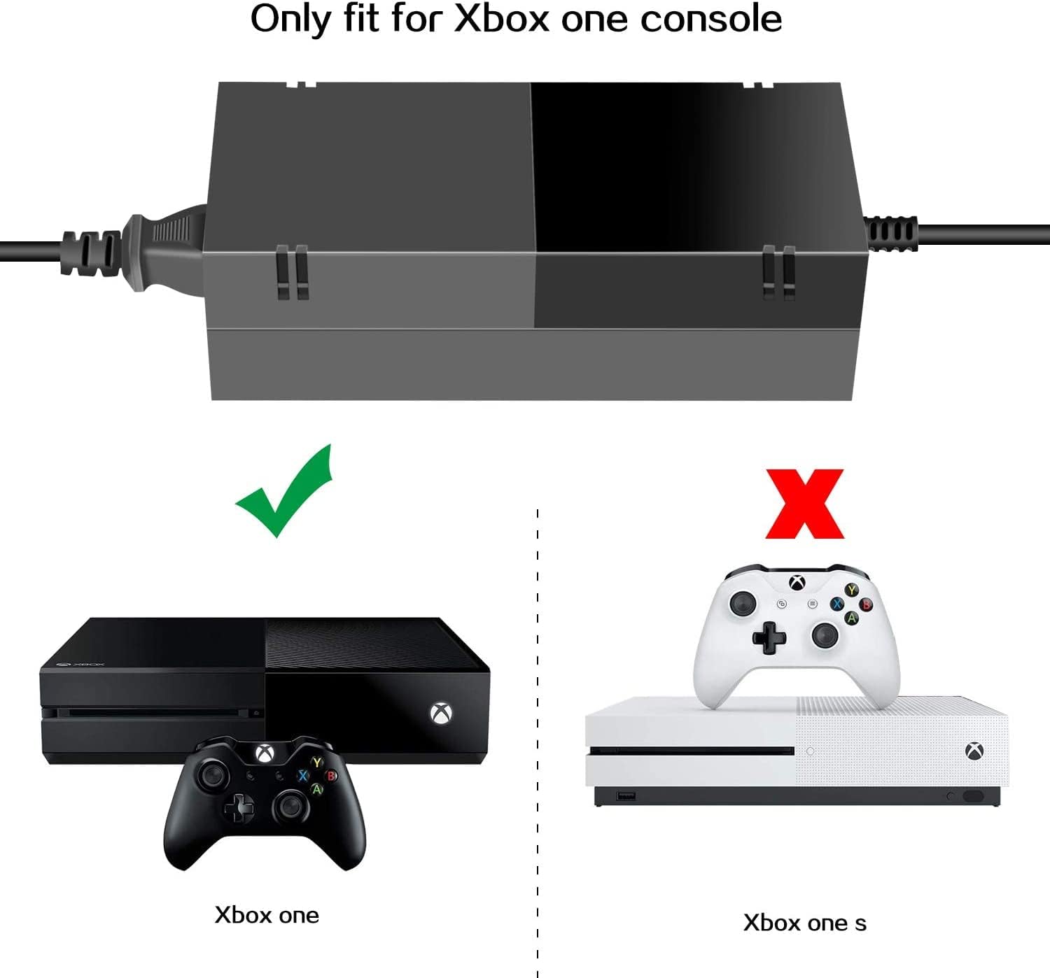 Upgraded Power Supply Brick for Xbox One with AC Adapter Charger Cord 200W K434183