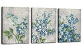Blue Flowers Canvas Wall Art 12"x16"x3 Panels K60837
