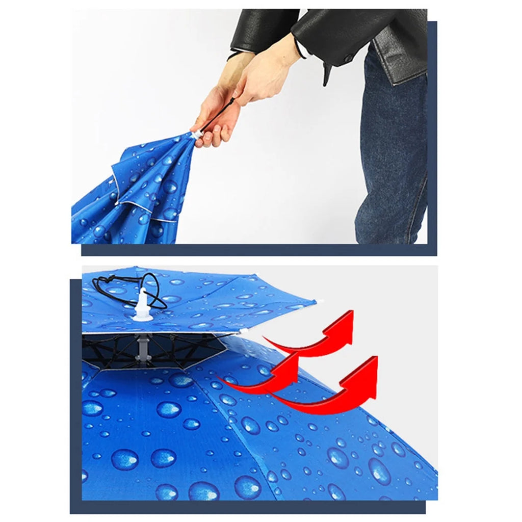 Folding Windproof Umbrella Hat I6431