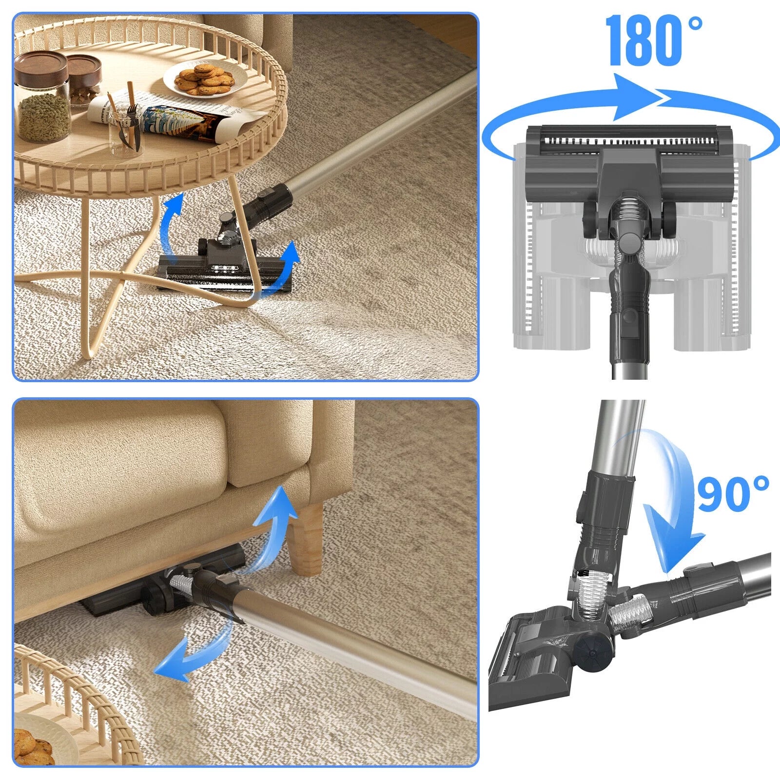 Cordless Stick Vacuum Cleaner with LED Light and 2000mAh Rechargeable Battery G731863