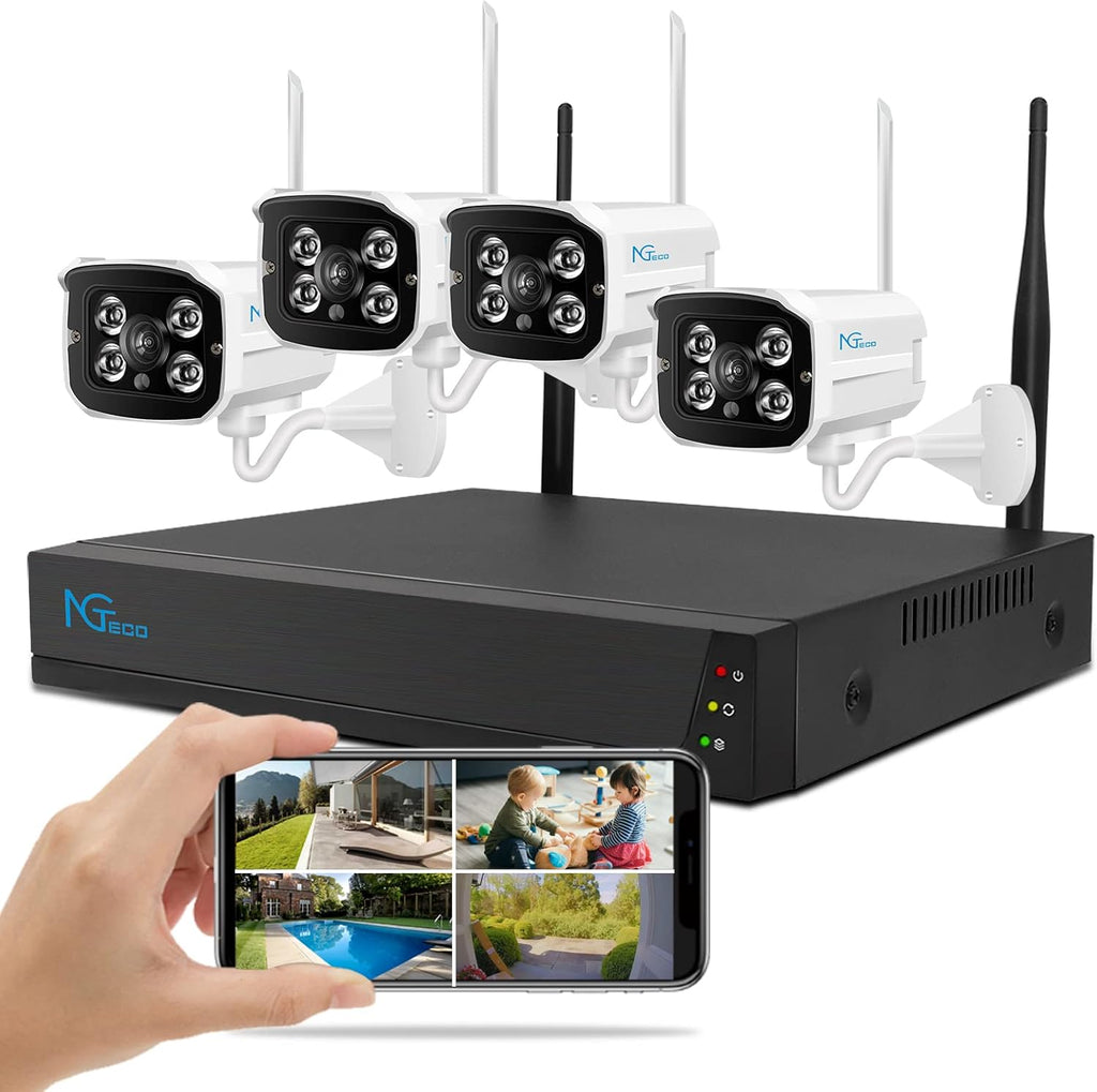4Pcs Wireless Security Camera System with 1TB Hard Drive Two-Way Audio Night Vision B626249