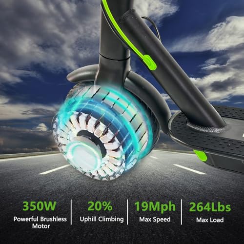Electric Scooter with 500W Motor, 15-19MPH Max Speed, 18-21 Miles Range, 8.5" Solid Tires, 7.8AH Battery, Foldable (Green) H22103