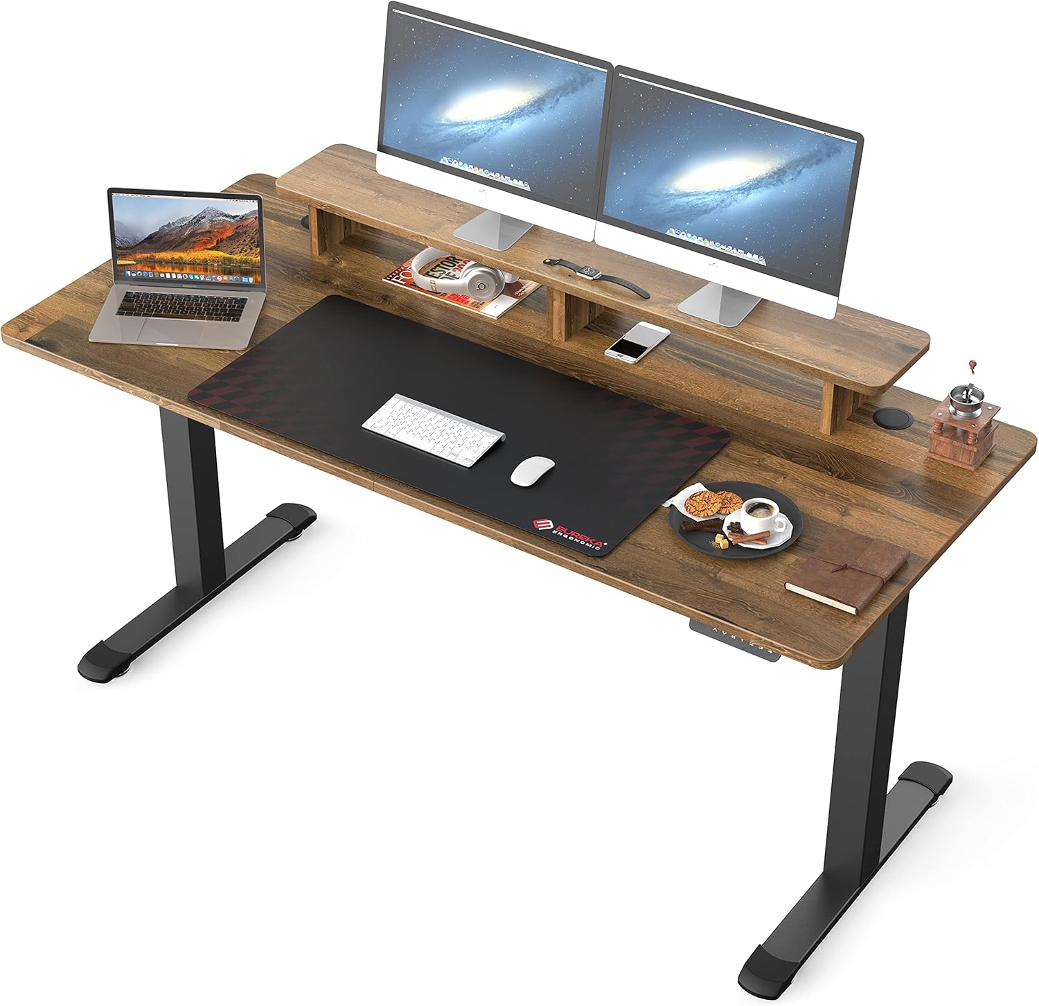 63" Electric Standing Desk with Height Adjustable Keyboard Drawer L6517