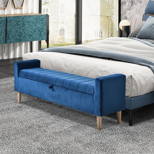 Gray Velvet Upholstered Storage Ottoman Bench C69706