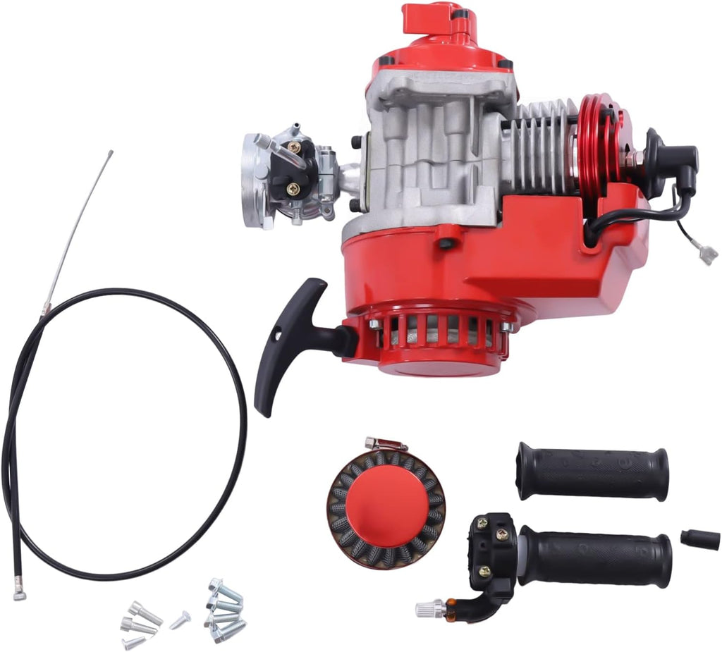 49CC 2 Stroke Gas Powered Engine Motor Single Cylinder Air-cooled Pull Start 6 Teeth Red O17865