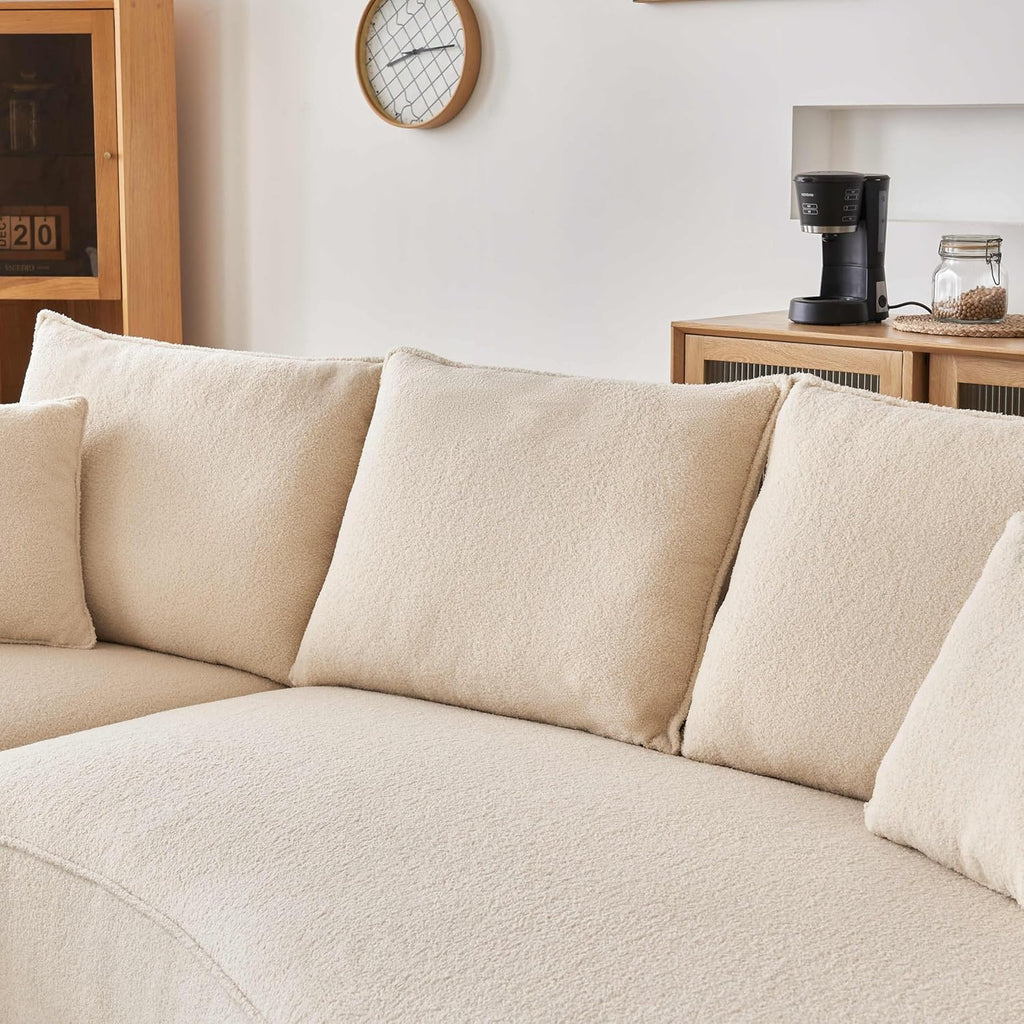 Beige Boucle Fabric Curved Modular Sectional Sofa R869156