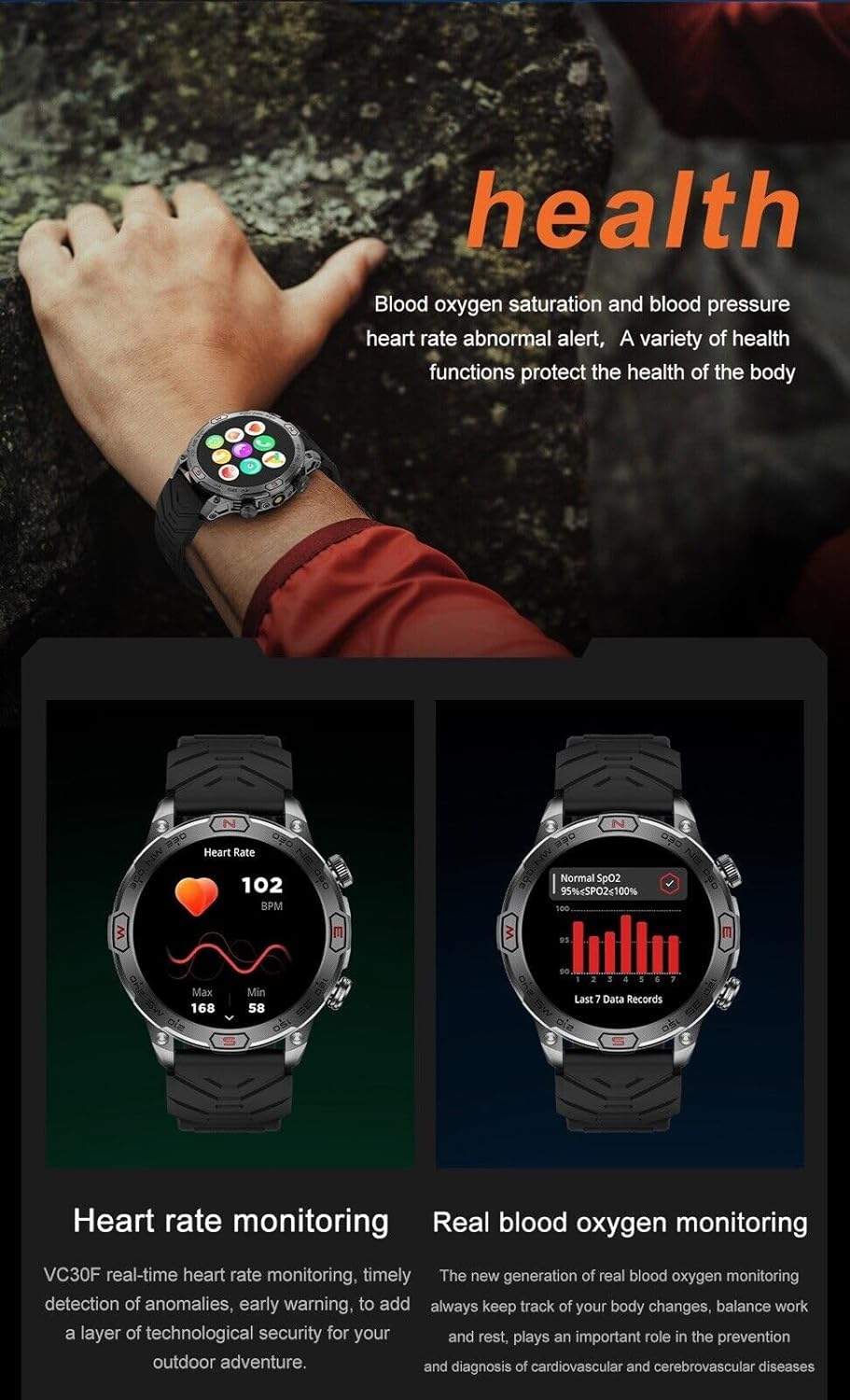 1.43" AMOLED Display Smart Watch with Compass T76576