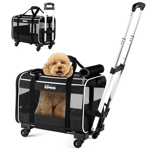 Black Rolling Pet Carrier with Wheels Z384