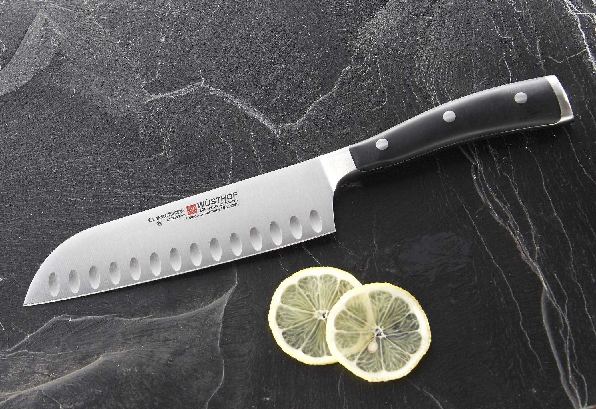 7-Inch Santoku Hollow Edge Black Knife D31692