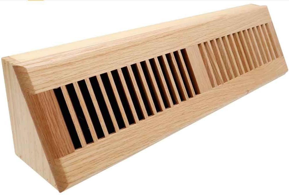 24" Wooden Floor Baseboard Register - Red Oak Wood Air Supply Vent A355