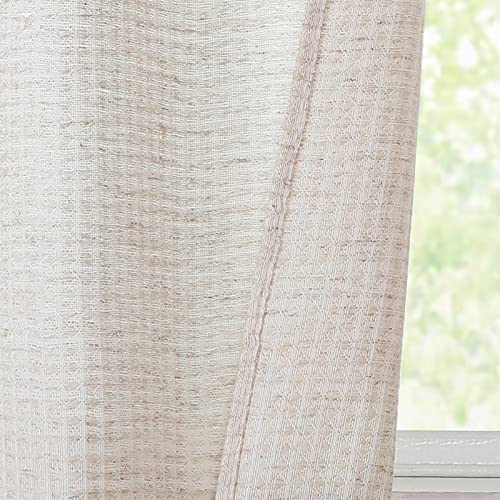 Natural Waffle Linen Kitchen Curtains 24 Inch Length 2 Panels F395