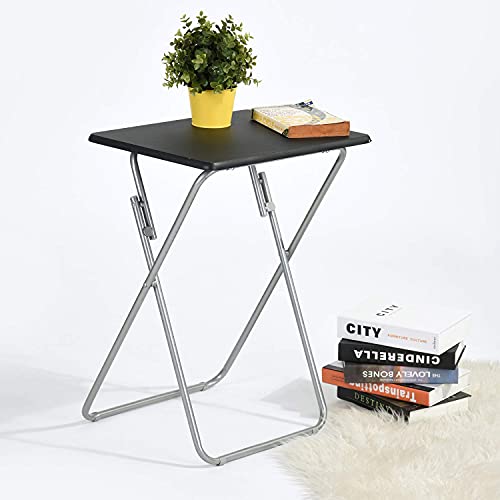 Folding Table with Wood Top Metal Frame, 14.1 x 18.9 x 26 in F788