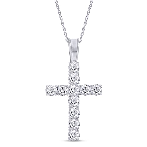 1/3 Round Cut Lab Created Moissanite Diamond Cross Tennis Pendant Necklace 14k Gold Over Sterling Silver Jewelry With 18" Chain Z76226