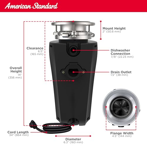 Black 1/2 HP Heavy Duty Garbage Disposer P714