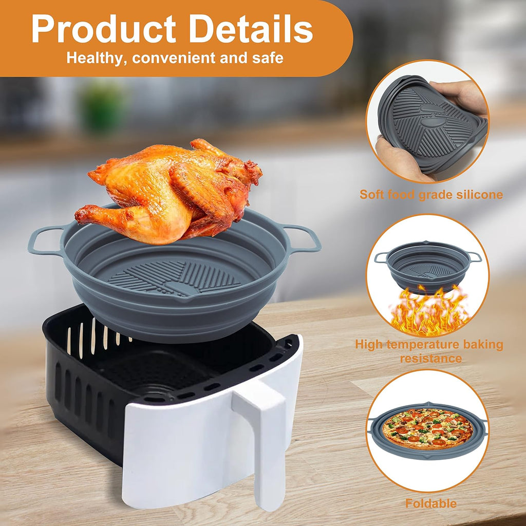 2 Pack 7.5inch Reusable Non Stick Silicone Air Fryer Liner K256205